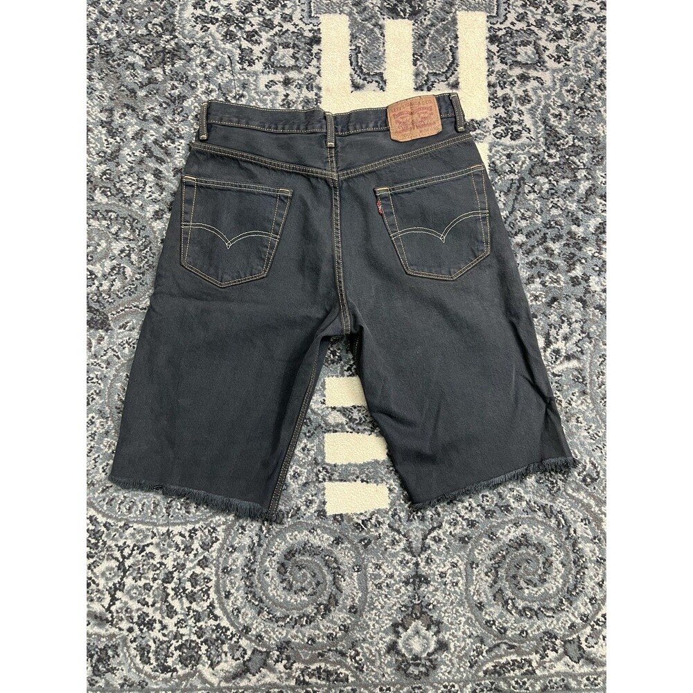 Vtg Levi 550 Denim Shorts Mens 34w  Relaxed High Black  Distressed Cotton